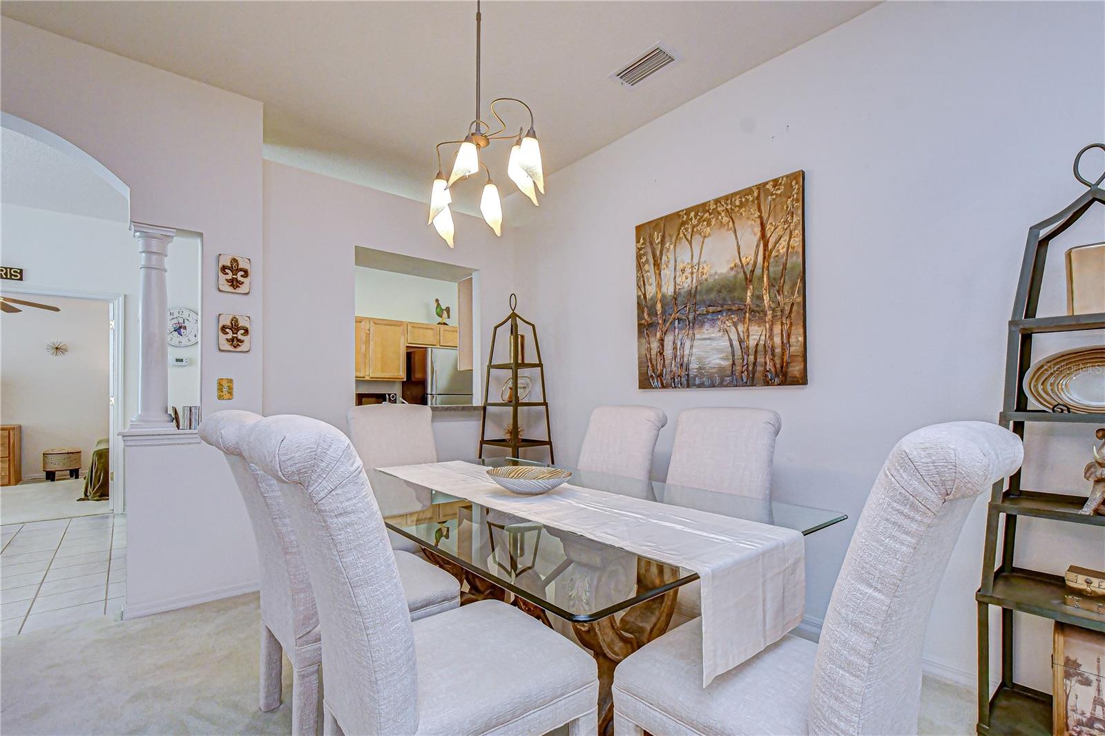 This large dining area and table welcomes friends and family!