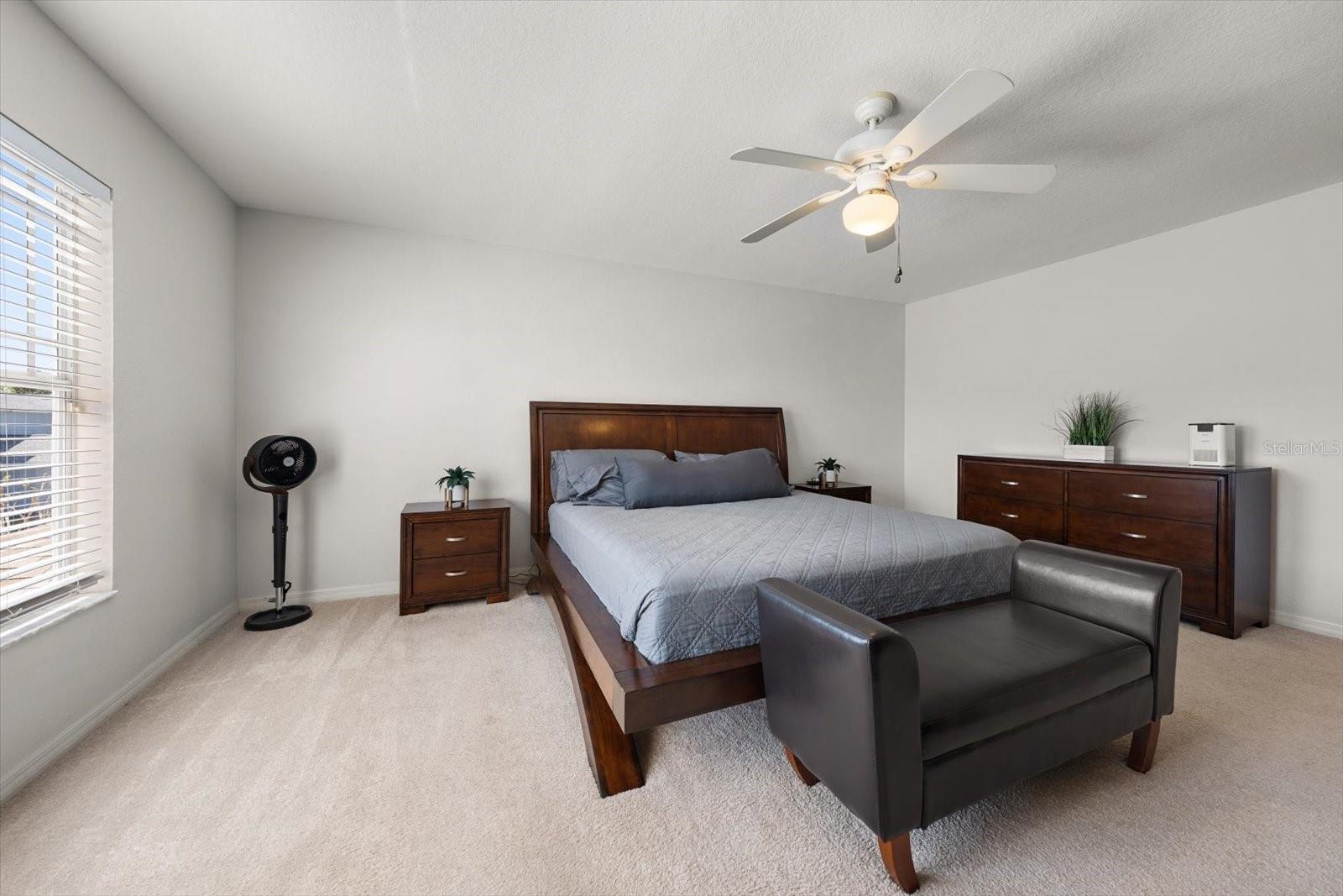 Spacious primary suite with huge walk in closet