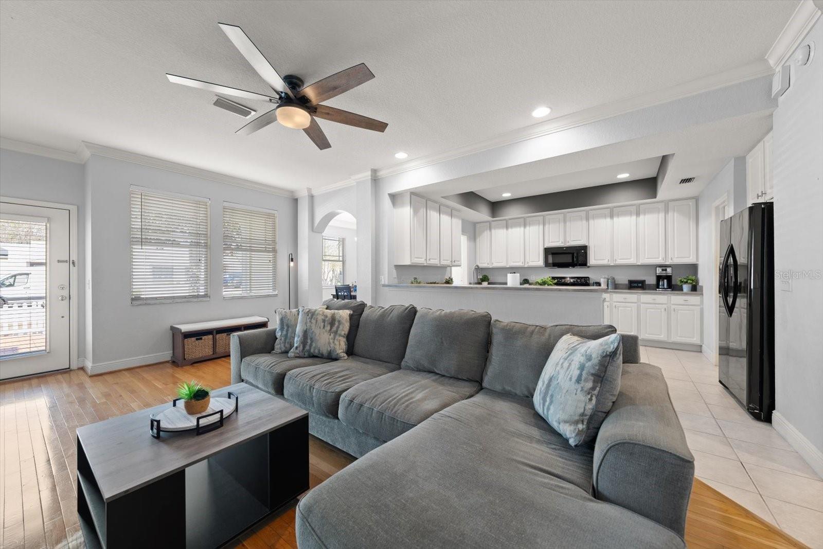 Living room, kitchen