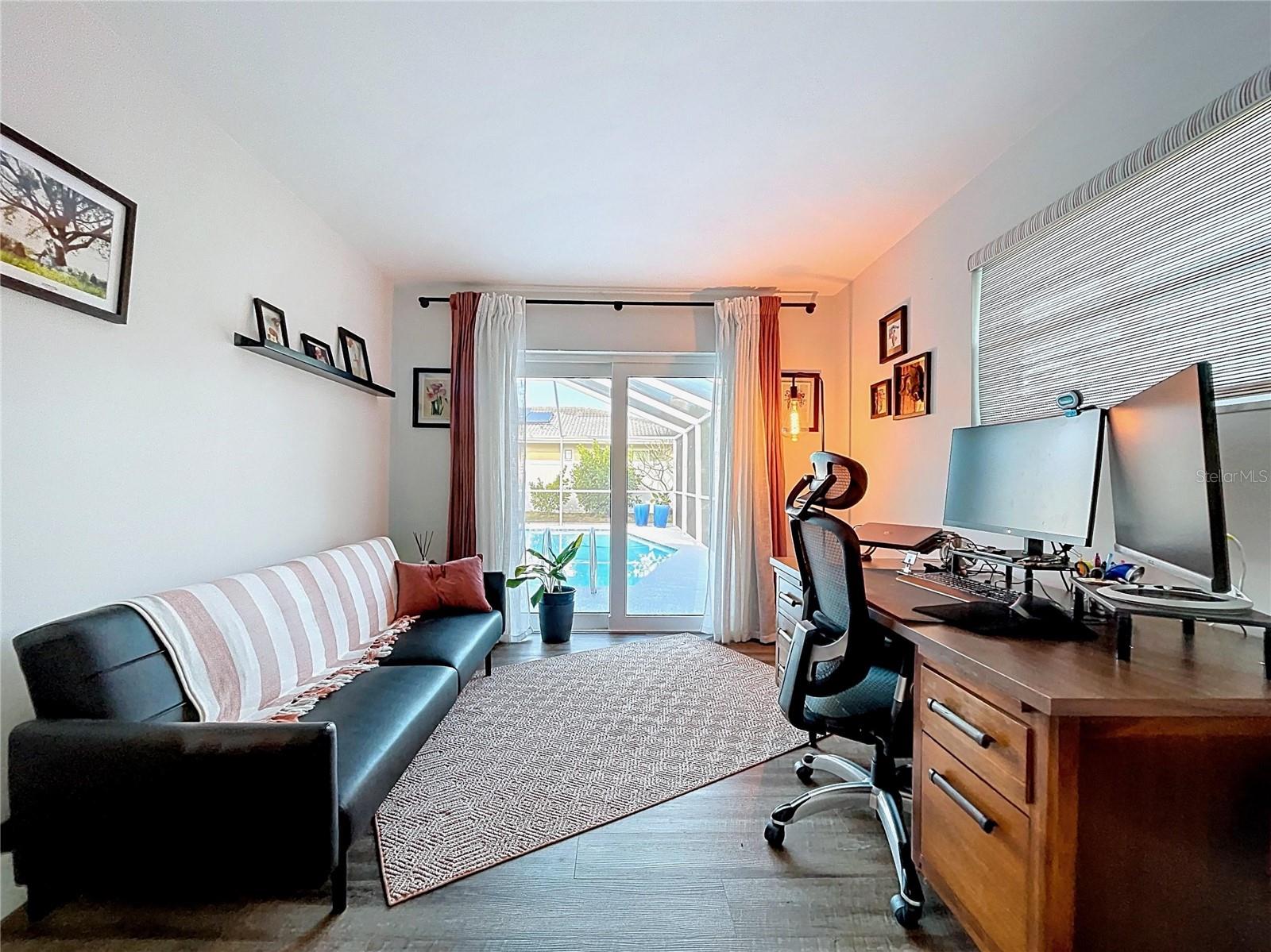 Guest bedroom 3 offers a flex space as a bedroom, home office, or home gym.