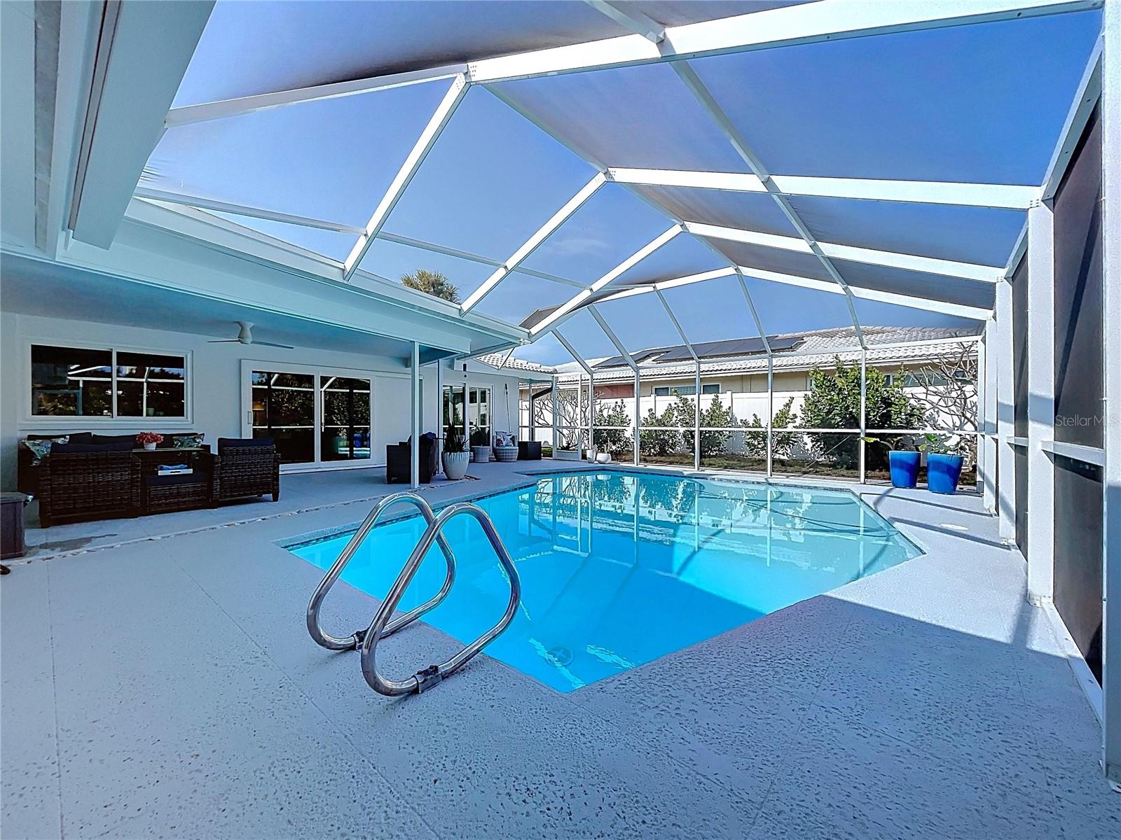 Enjoy the pool with the updated pool equipment and salt system.