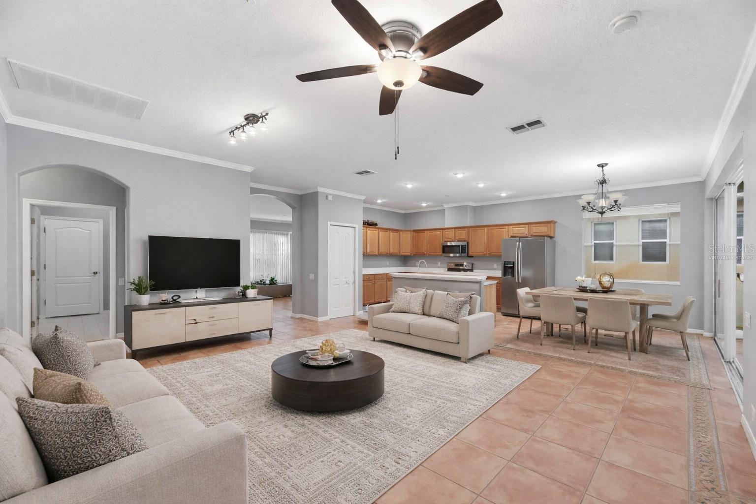 Virtually Staged Living Room & Dinette.
