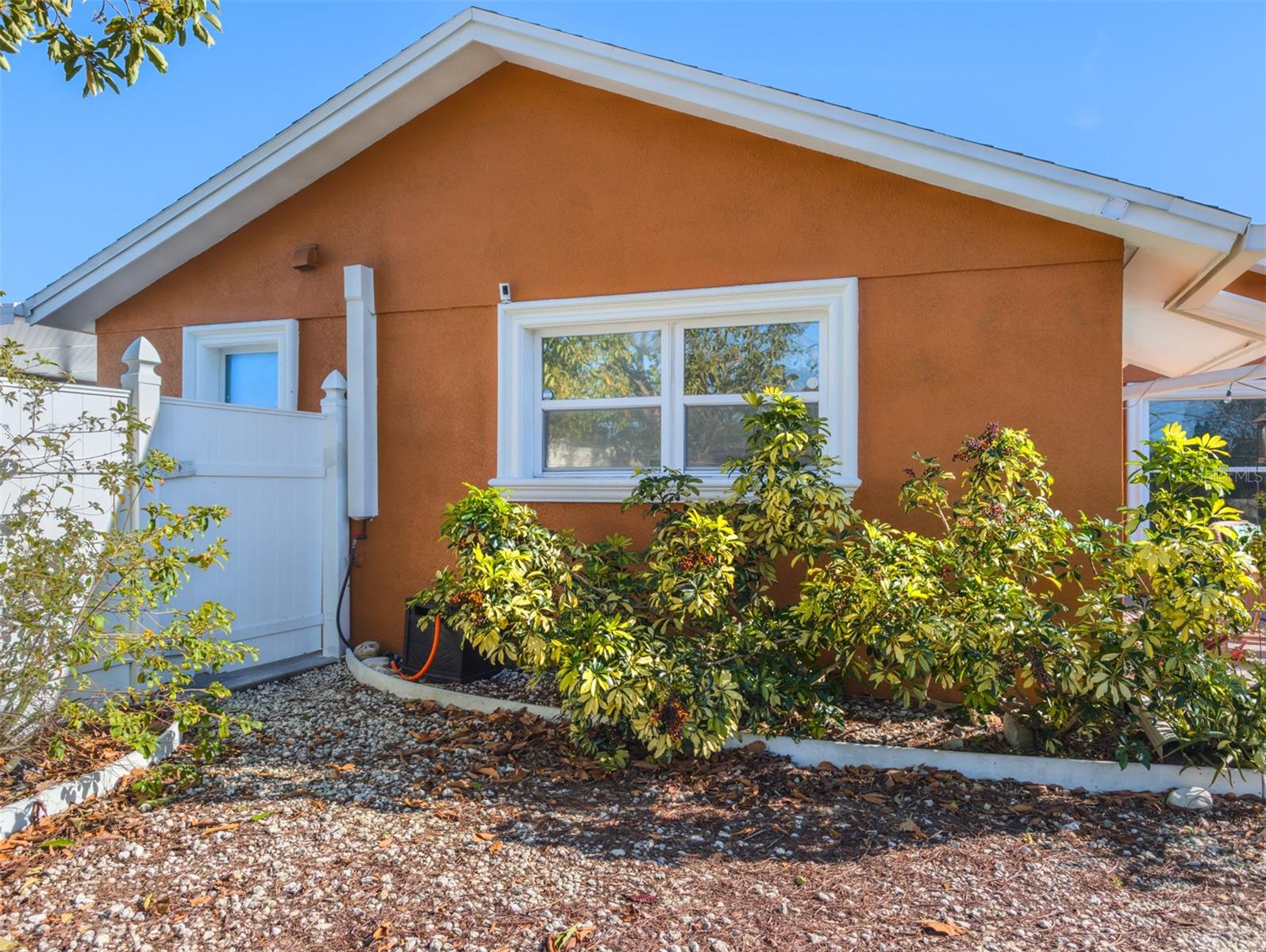 White pvc fenced in yard