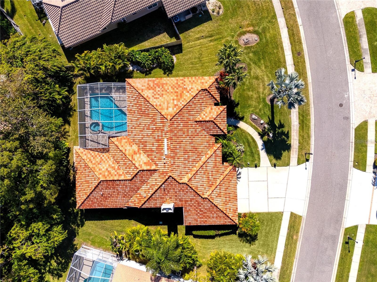 Aerial view, screened pool & private lot · 1471 Briargrove Way Oldsmar FL 34677