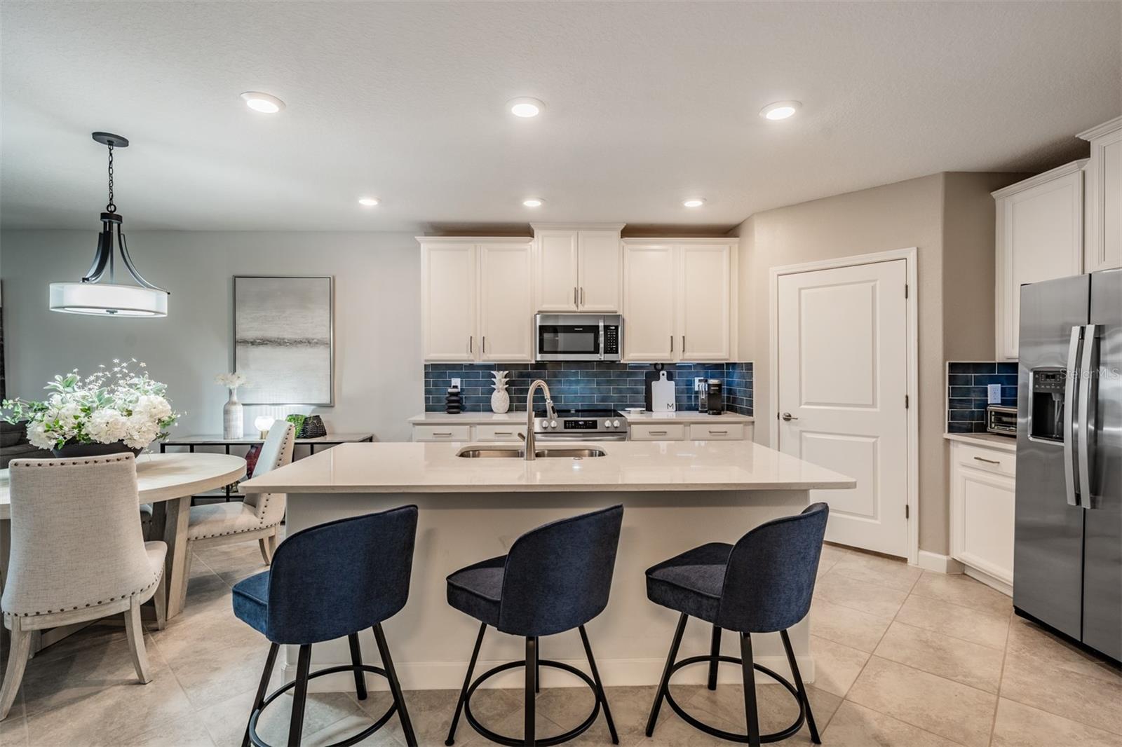 Disposal buttom, sleek kitchen and closet pantry