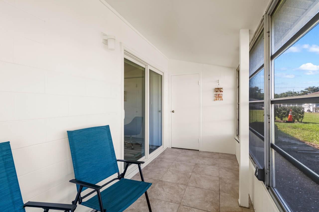 Back porch with laundry closet