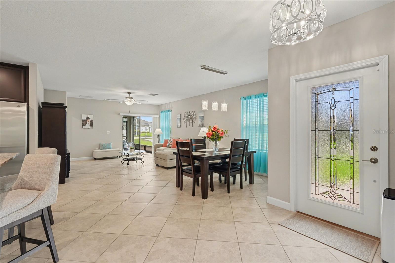 Leaded glass door adds to the Light, Bright feel!