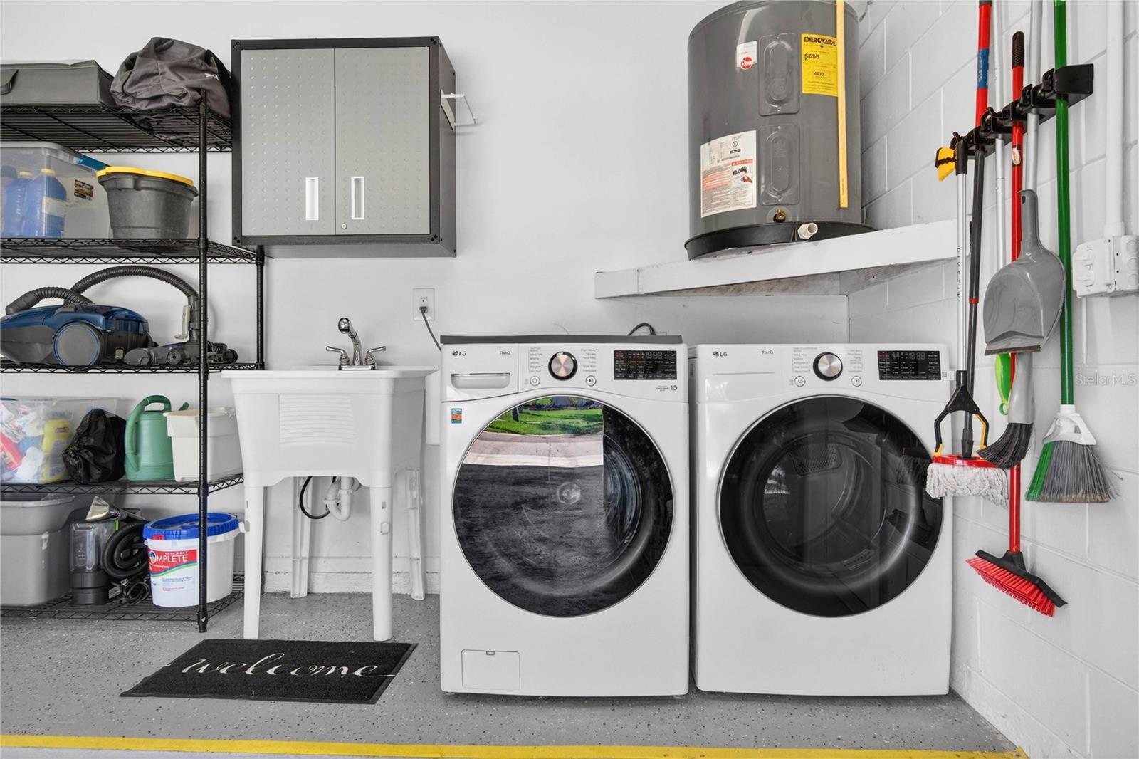 washer and dryer in garage