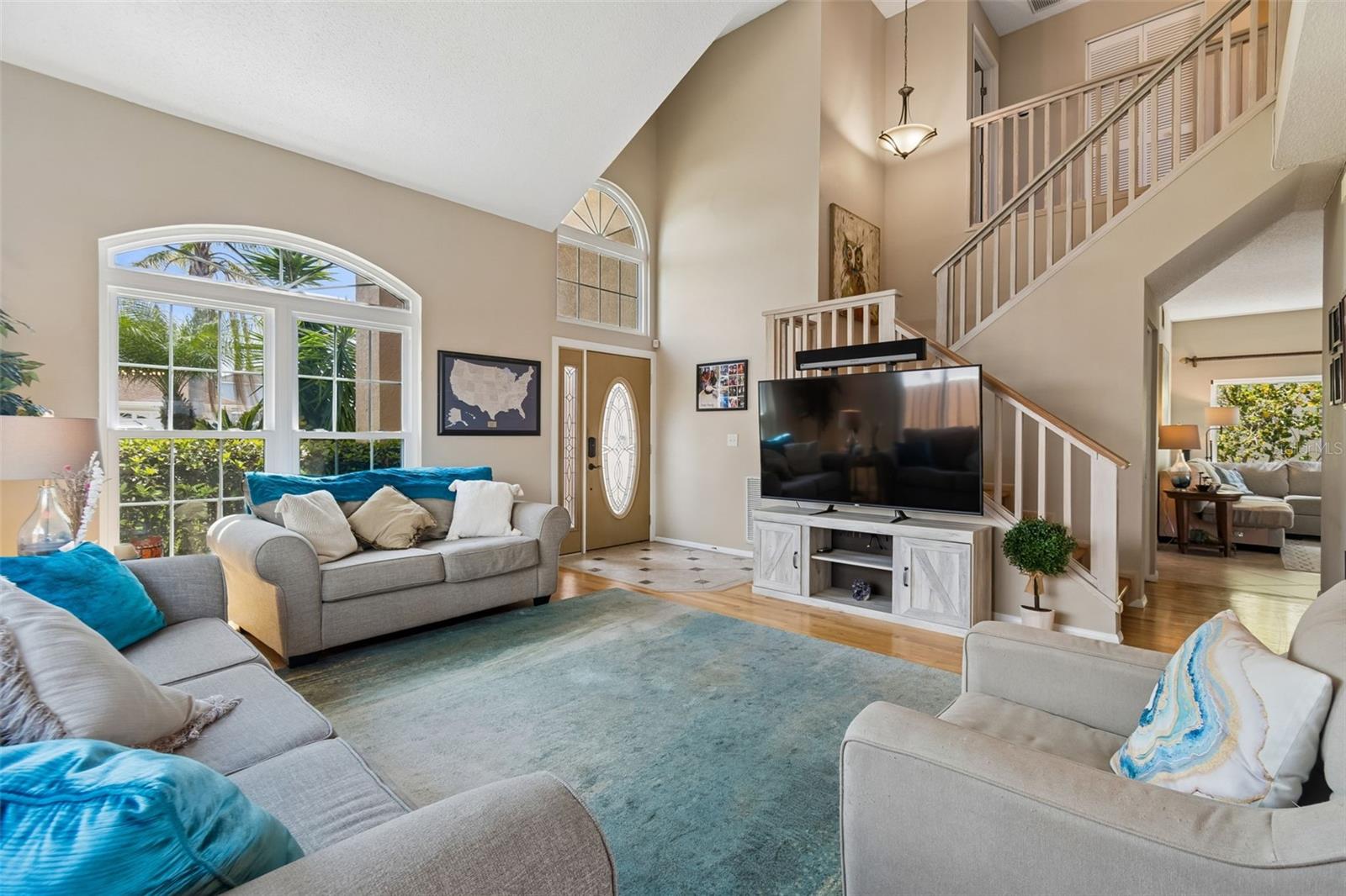 Open stairs to the family bedrooms
