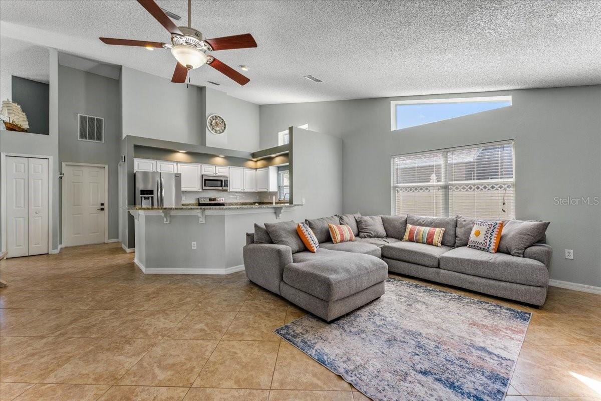 Great sitting space at the kitchen counter
