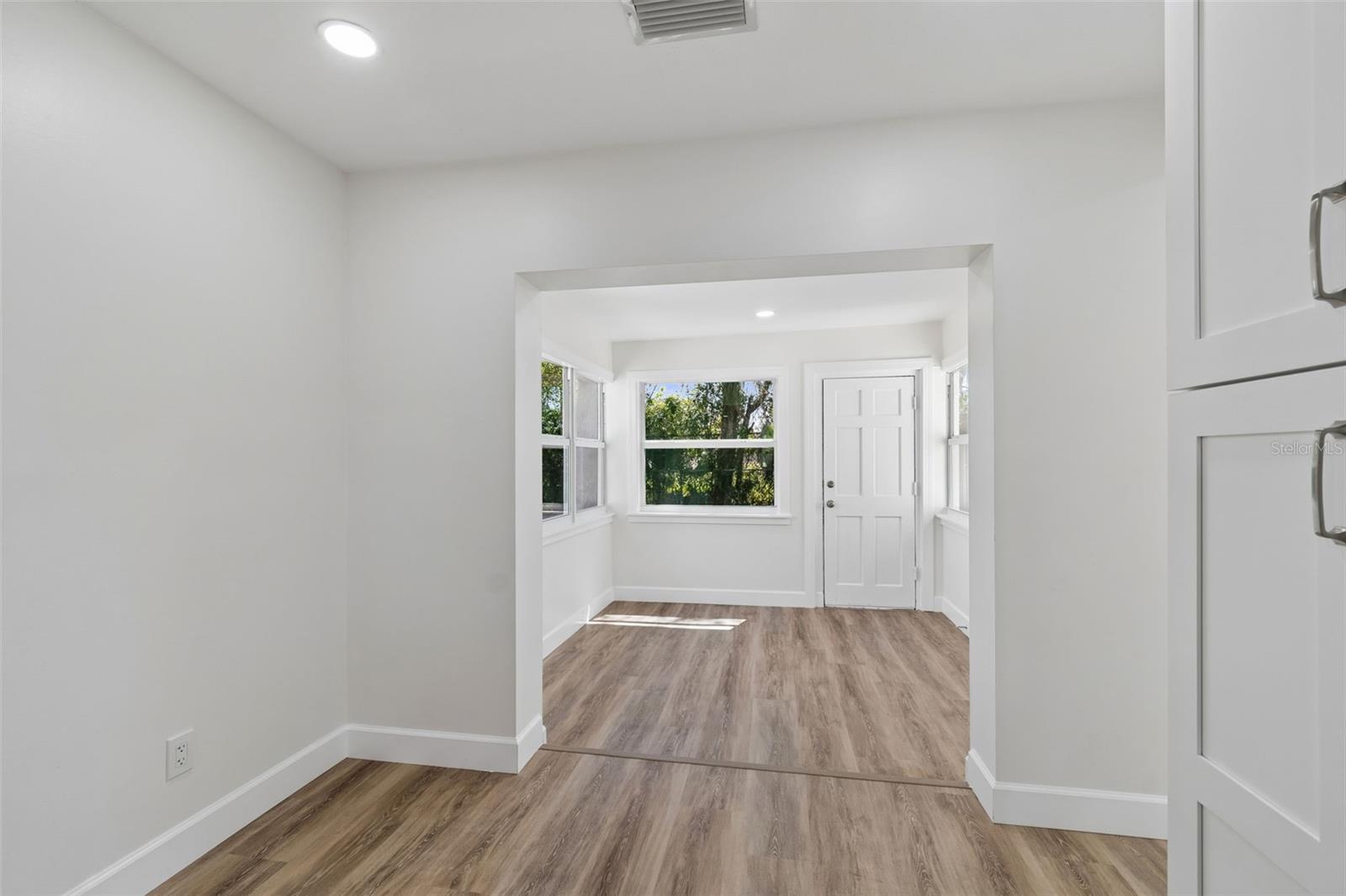 From kitchen into sunroom