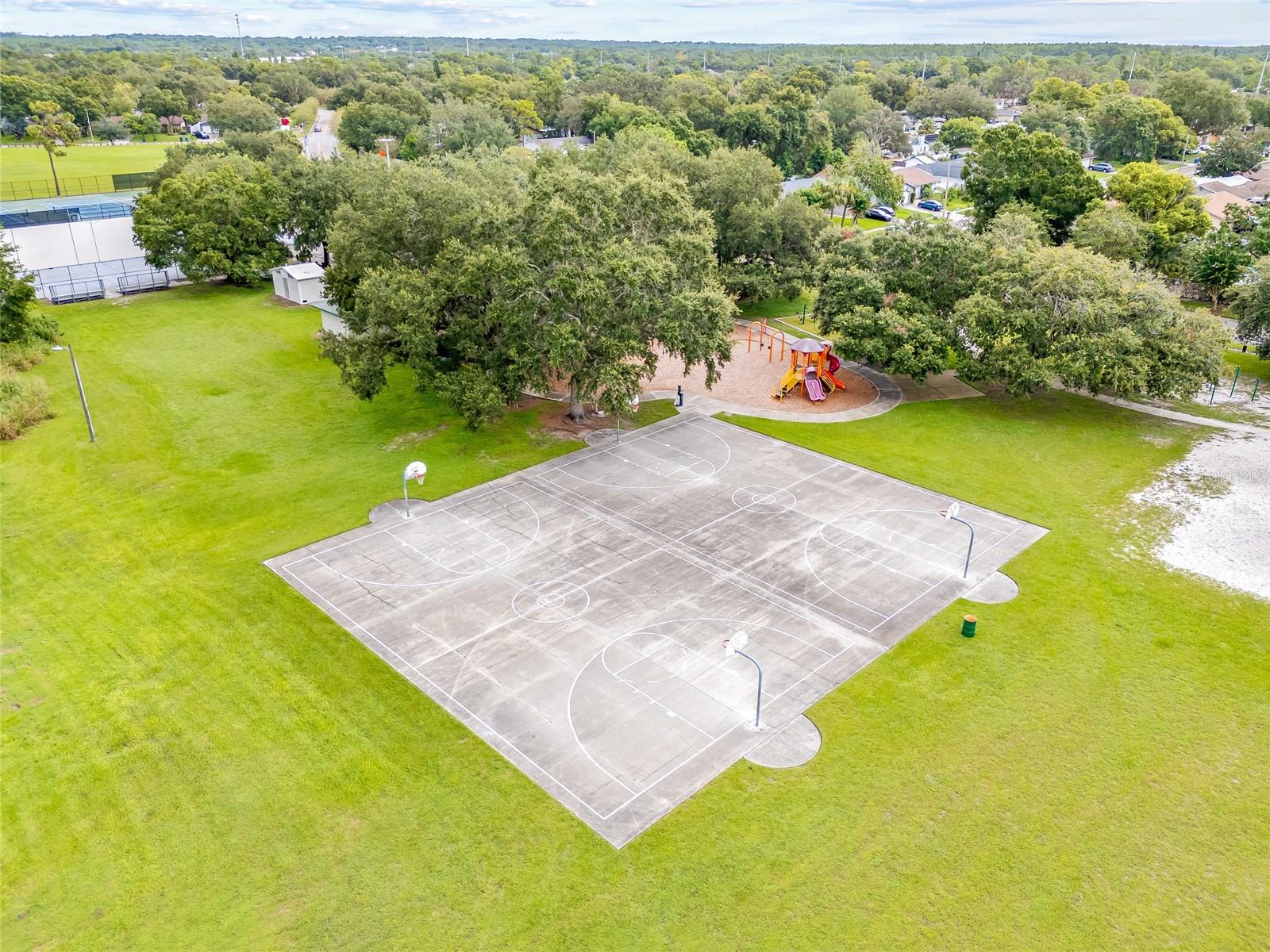 Playground and basketball courts