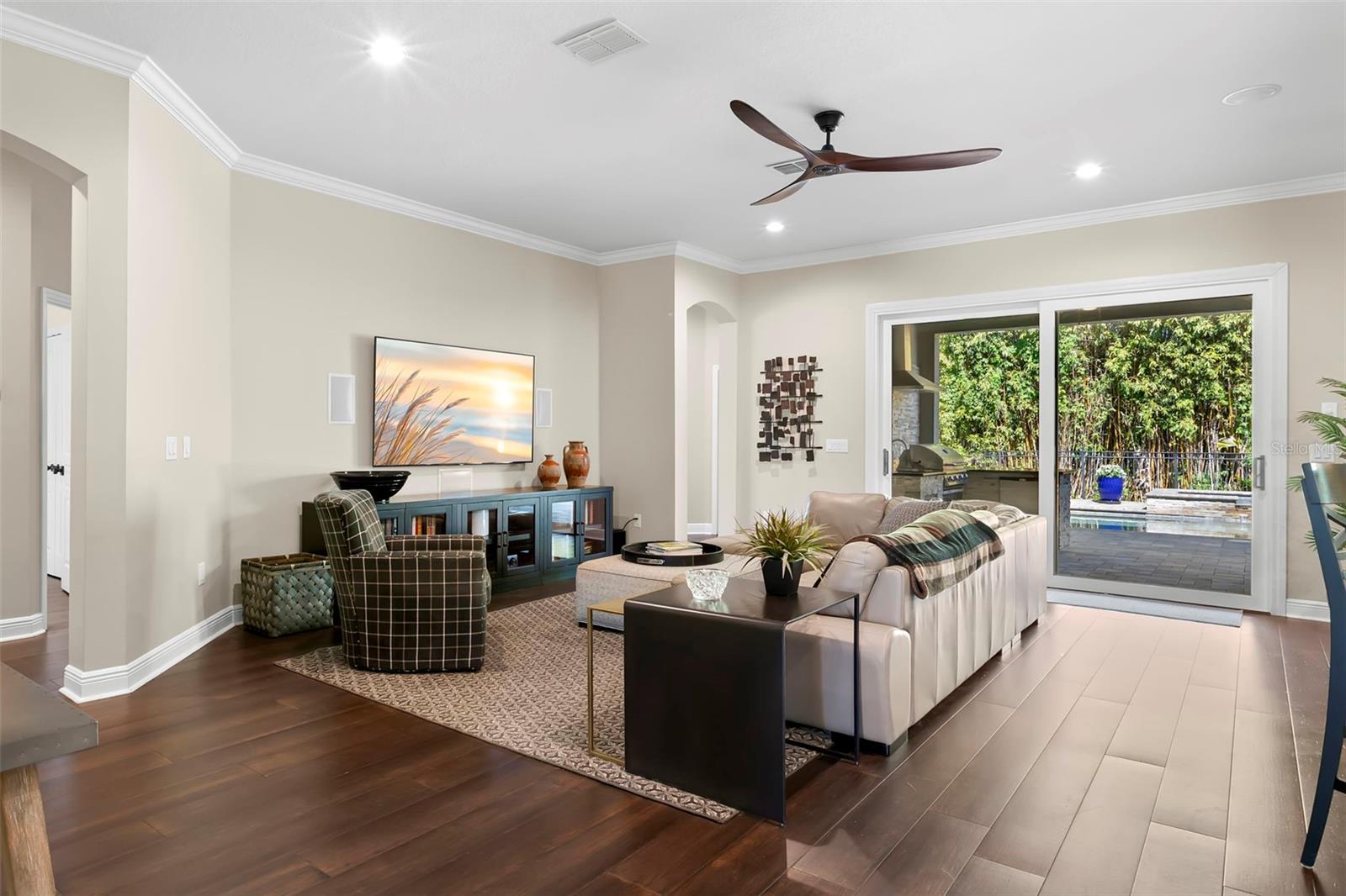 Family room with sliders to exterior lanai