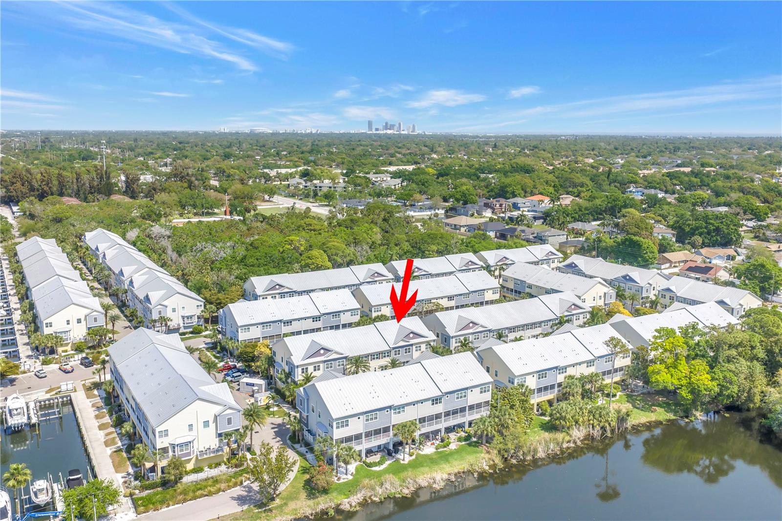 Aerial view with downtown St. Pete on the horizon