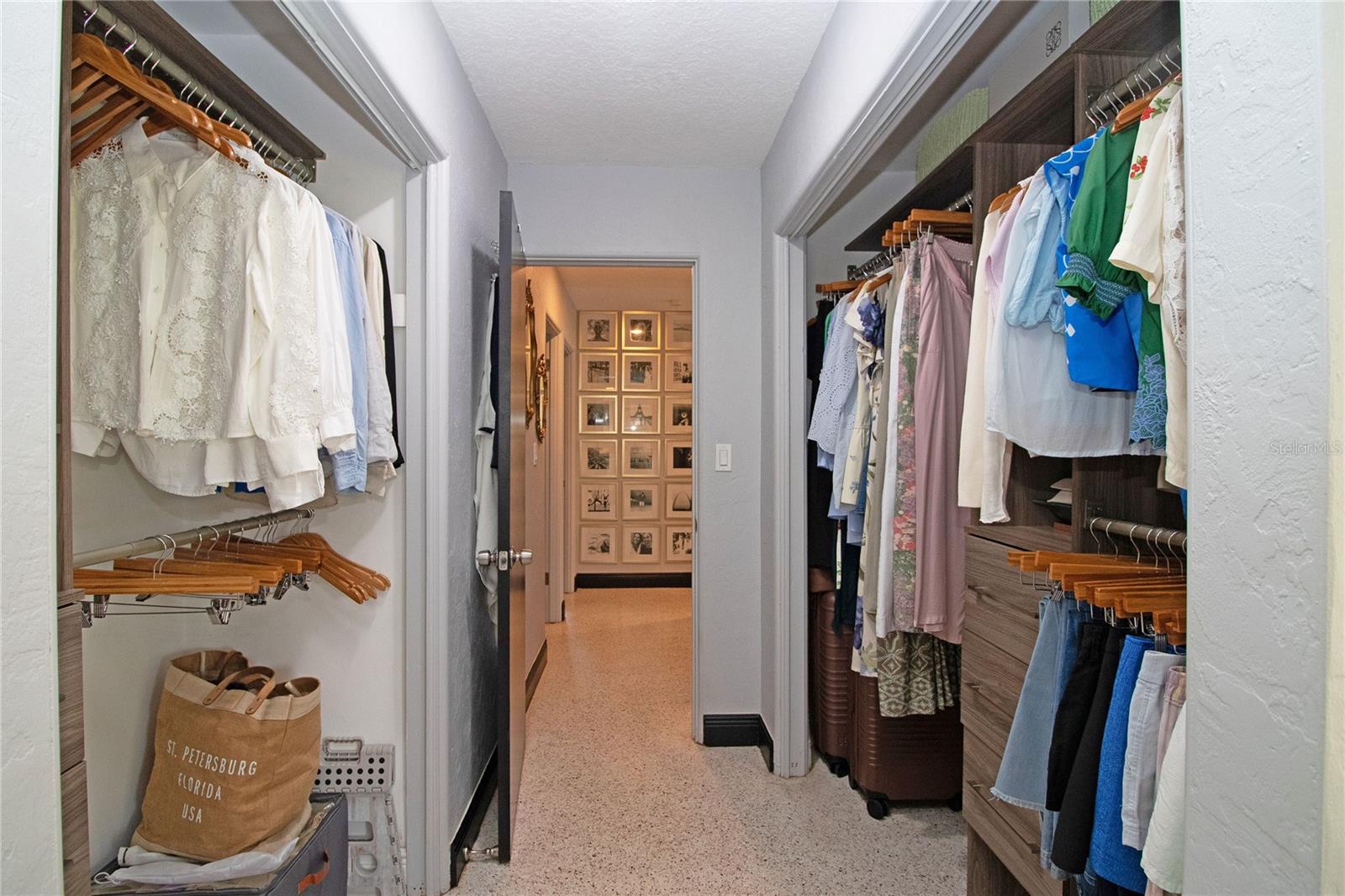 Walk through closet to primary bedroom.