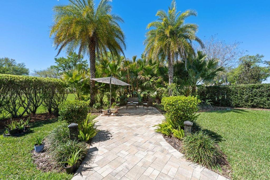 Beautiful landscaped backyard with privacy