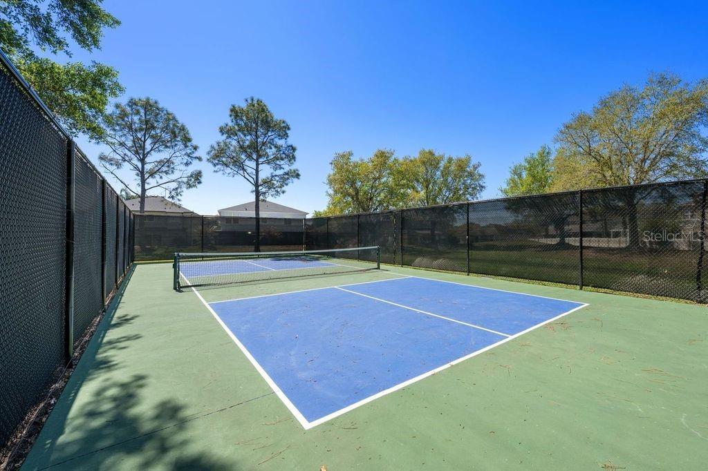 Community amenities including courts, playground, and green spaces