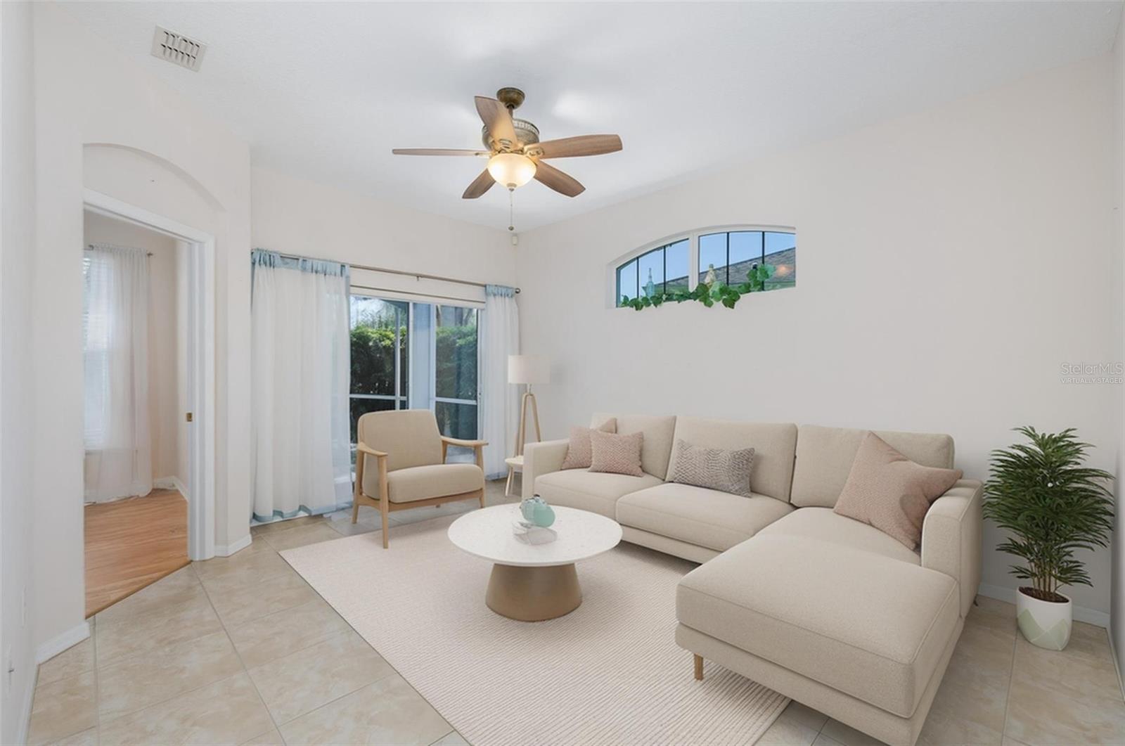 Virtually staged living room