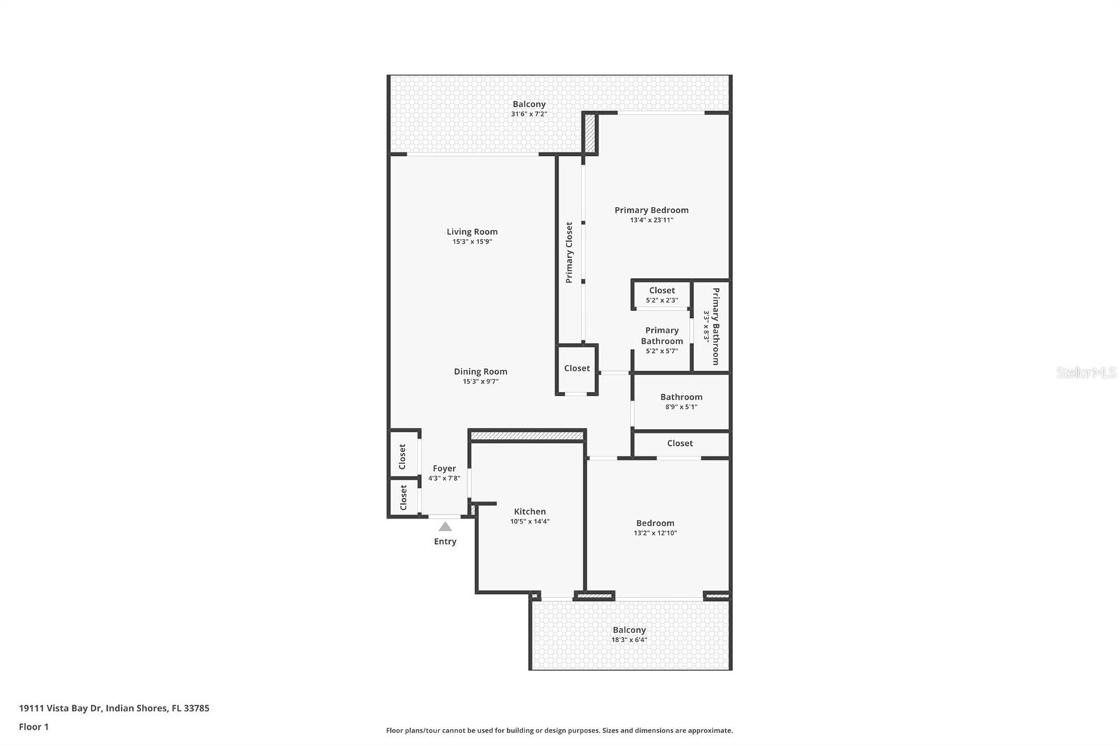 .. Large 2/2 with over 1260 Sq Ft of Living Space. 31 Foot Balcony fronts both Liivng Room & Master Bedroom Suite..