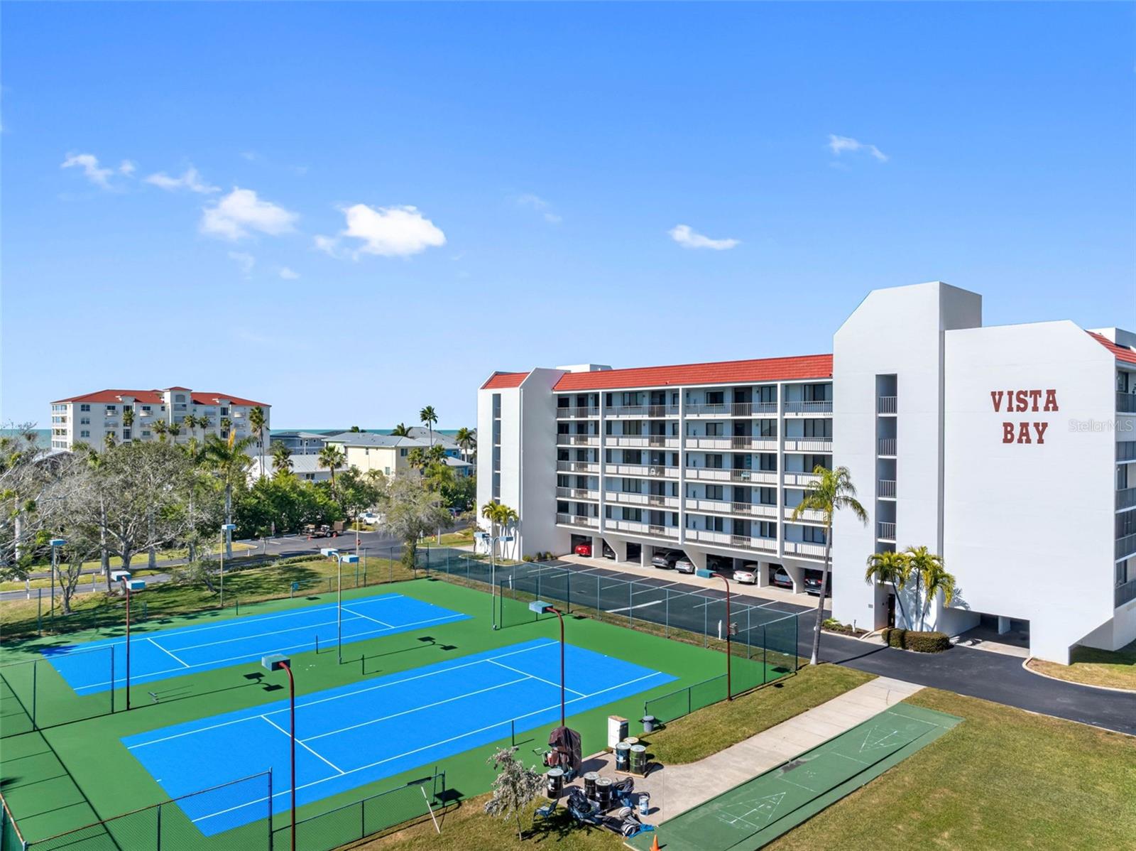 .. This picture is not photo shopped - Pickle Ball has become very popular so Vista Bay just re did the Tennis Courts to accomodate Pickle Ball. The company just completed the final coat on the Courts.
