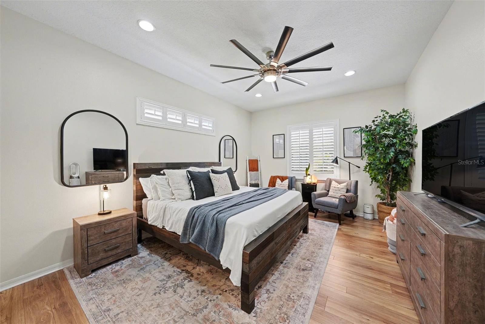 The primary bedroom is located at the front of the home and is the perfect owner's retreat.
