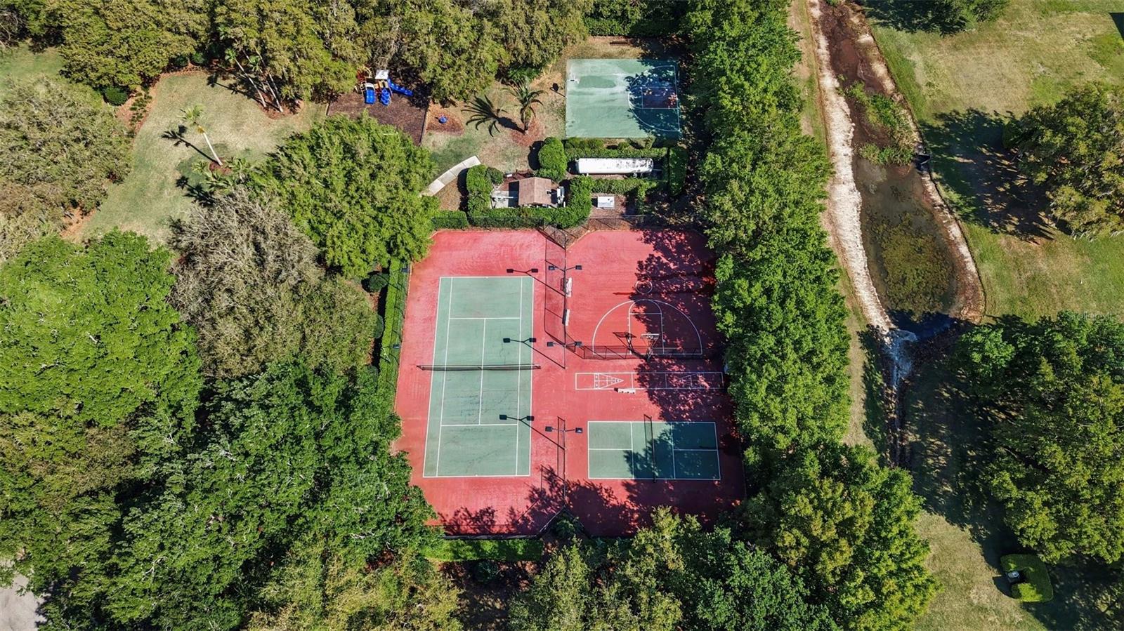 Neighborhood tennis and basketball courts.