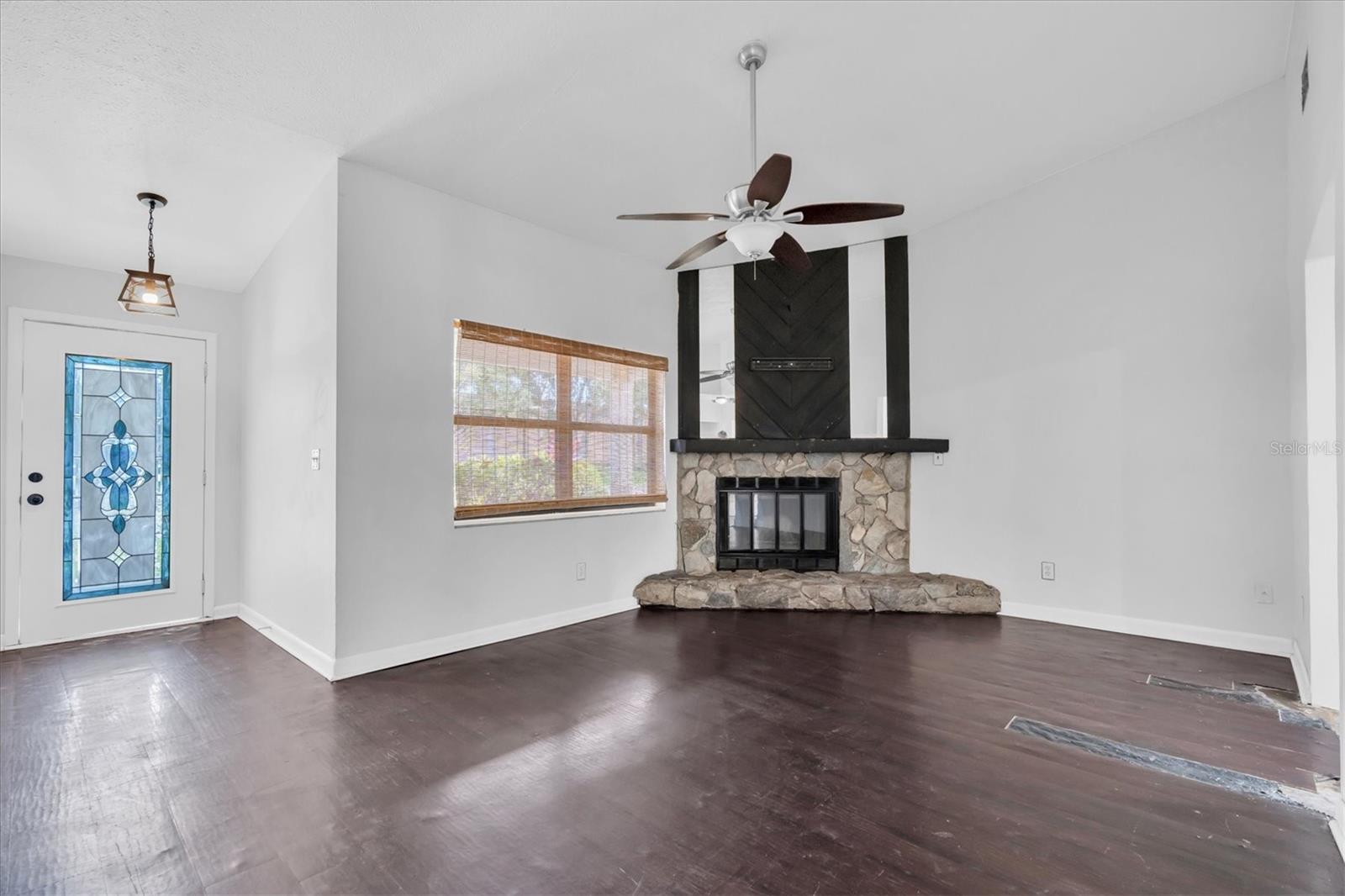Cozy living room with a fireplace
