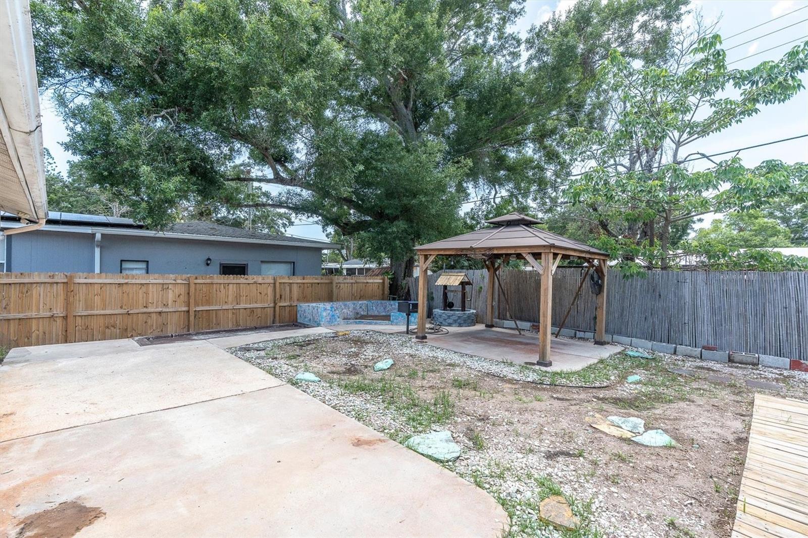 fully fenced backyard
