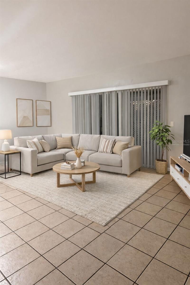 Living room virtually staged