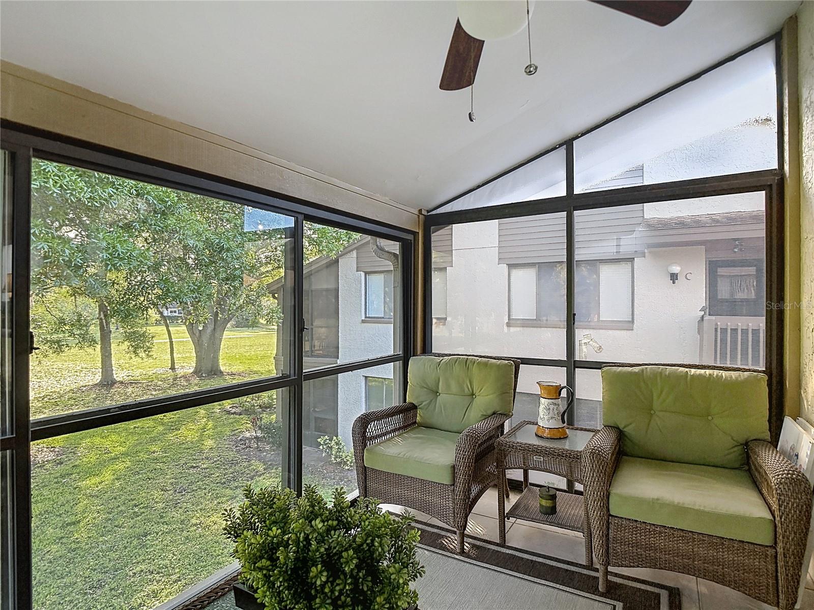 Porch overlooking golf course