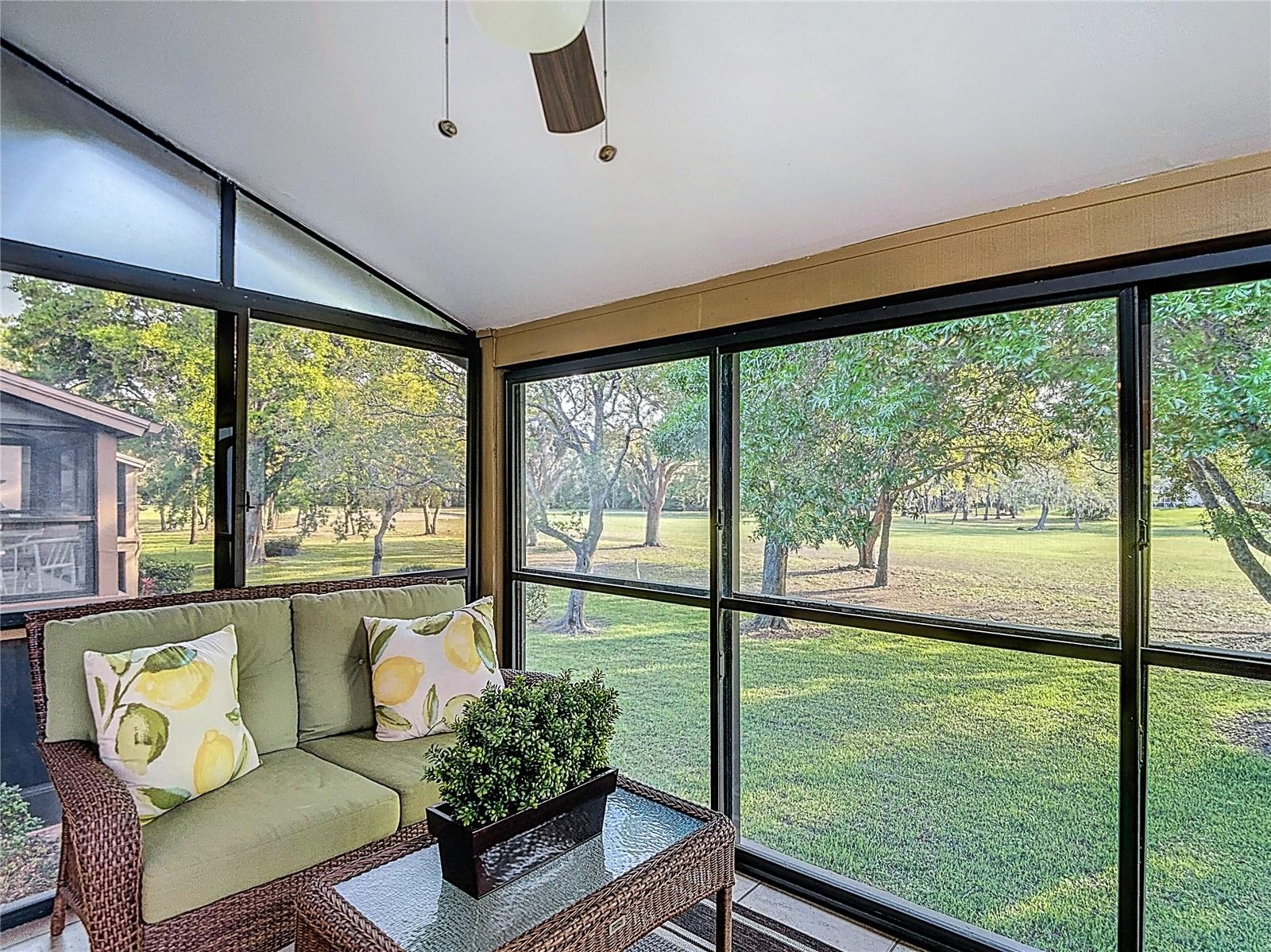 Porch overlooking golf course