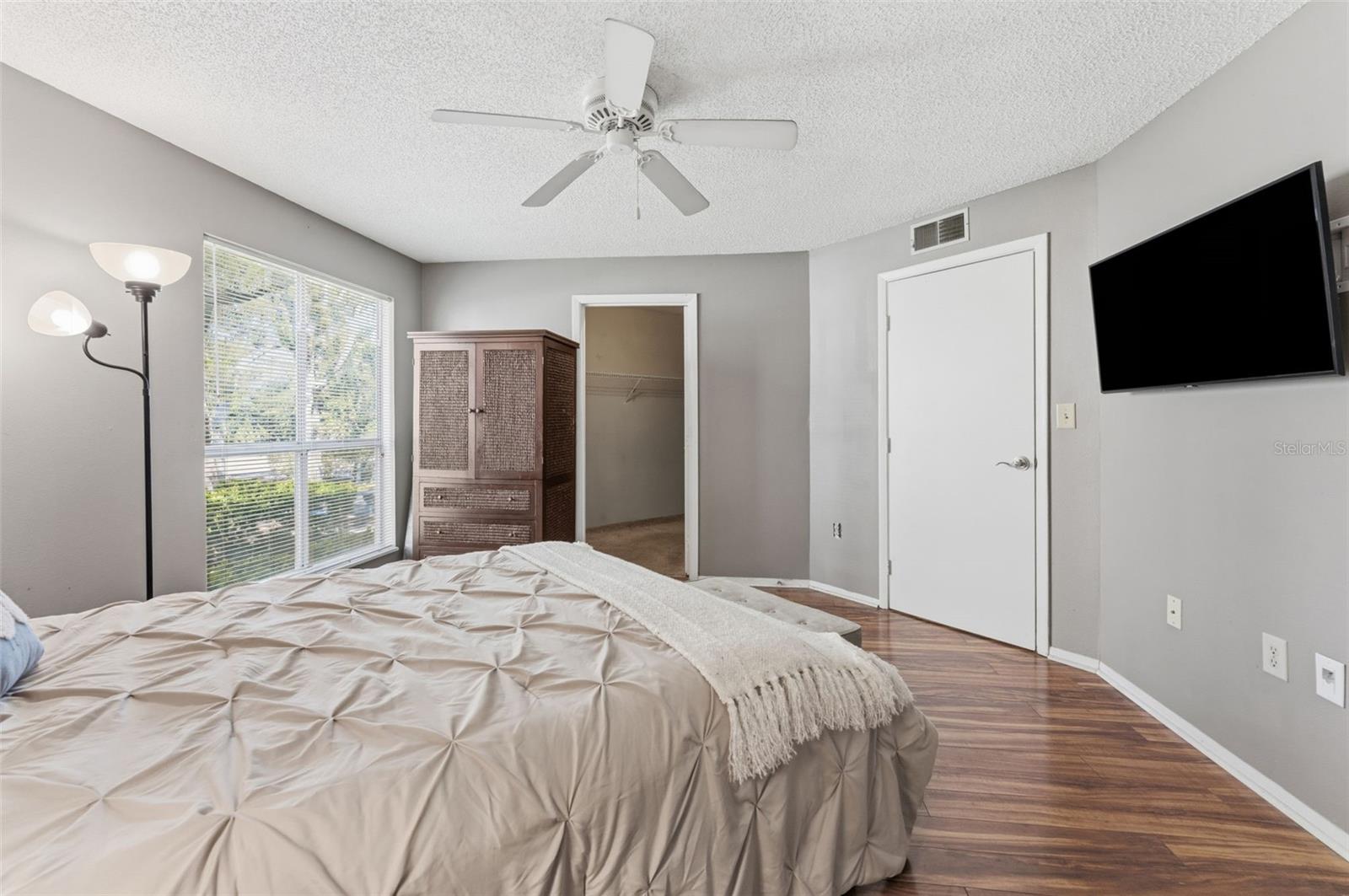 The bedroom has a huge walk in closet!