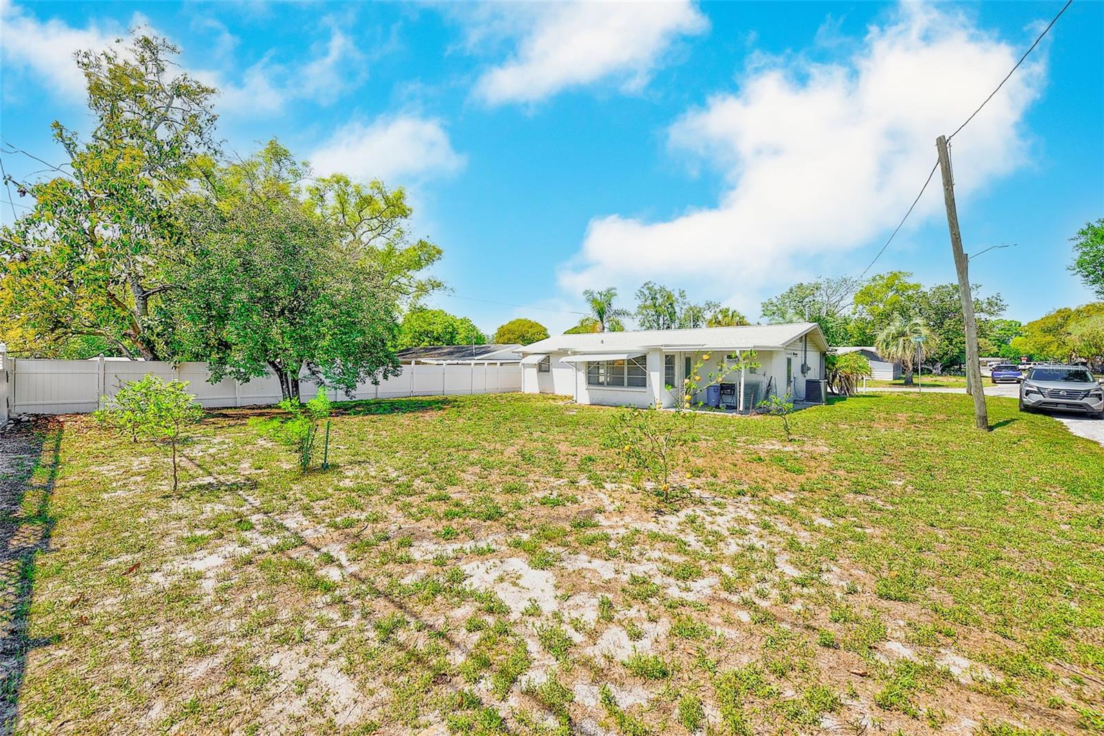 View of back yard and back of house