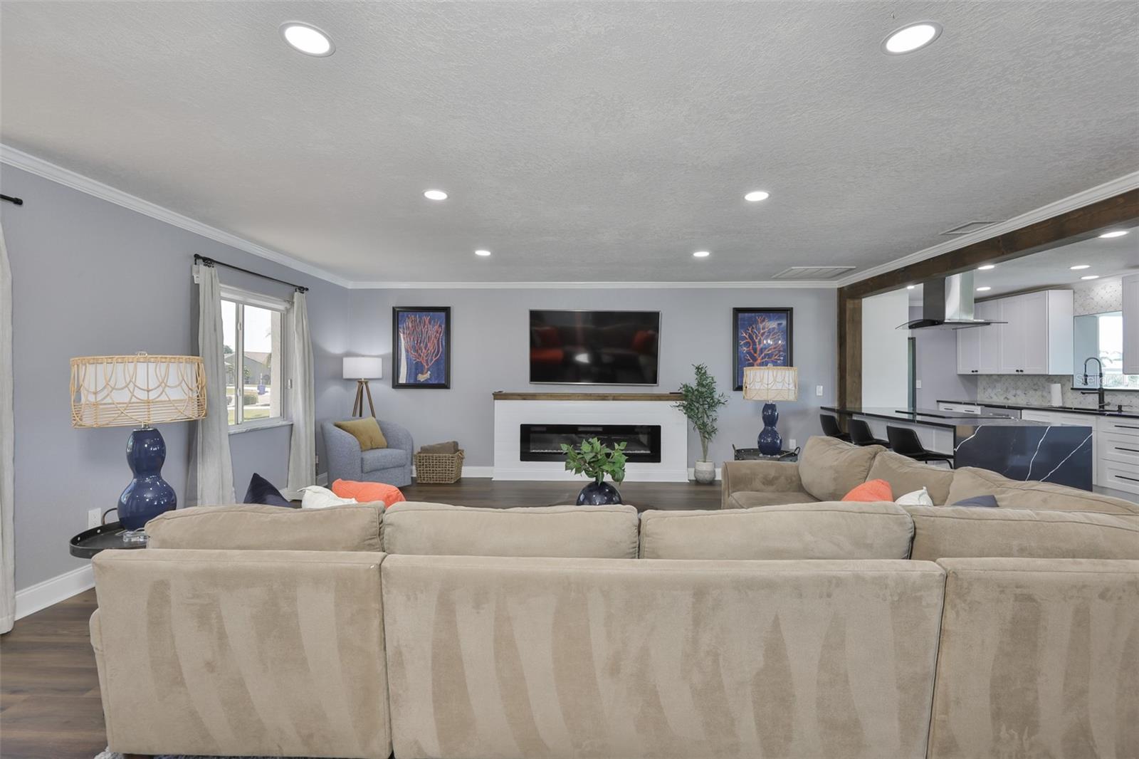 Living room with electric fireplace