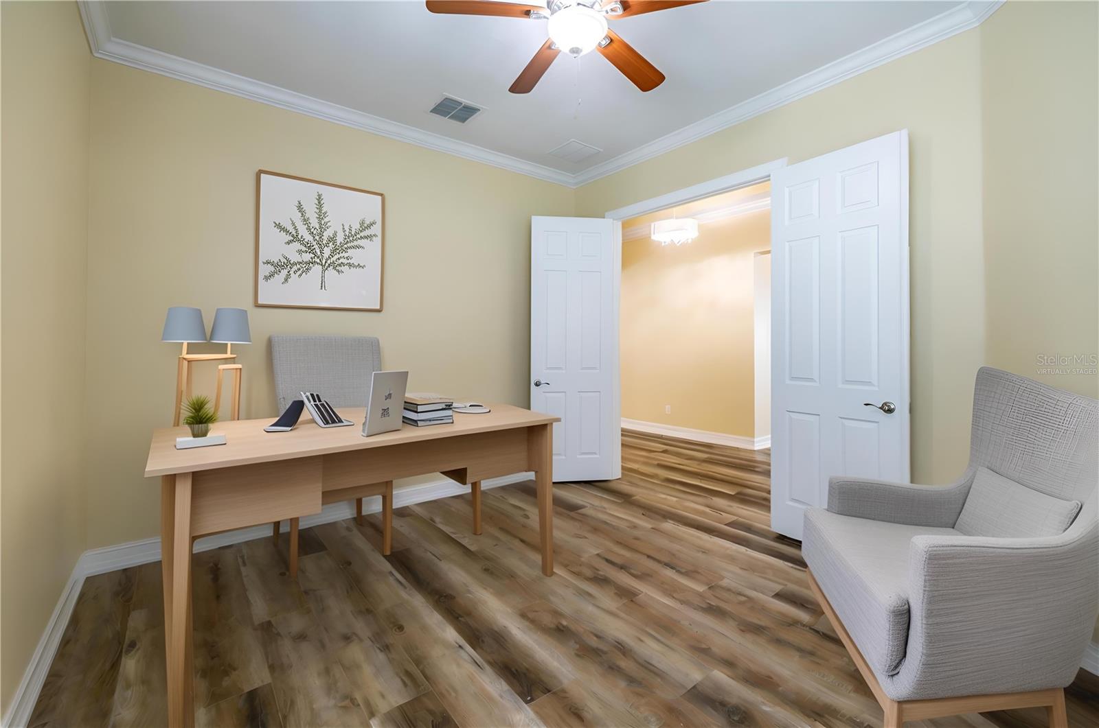 Virtually staged office/den