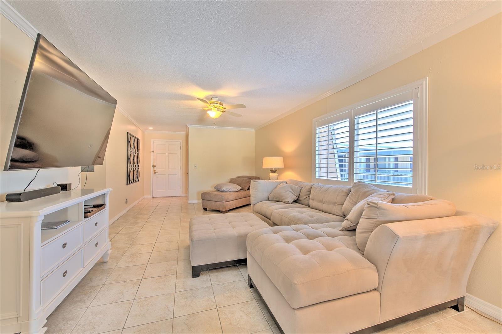 Living Area Features Plantation Shutters!
