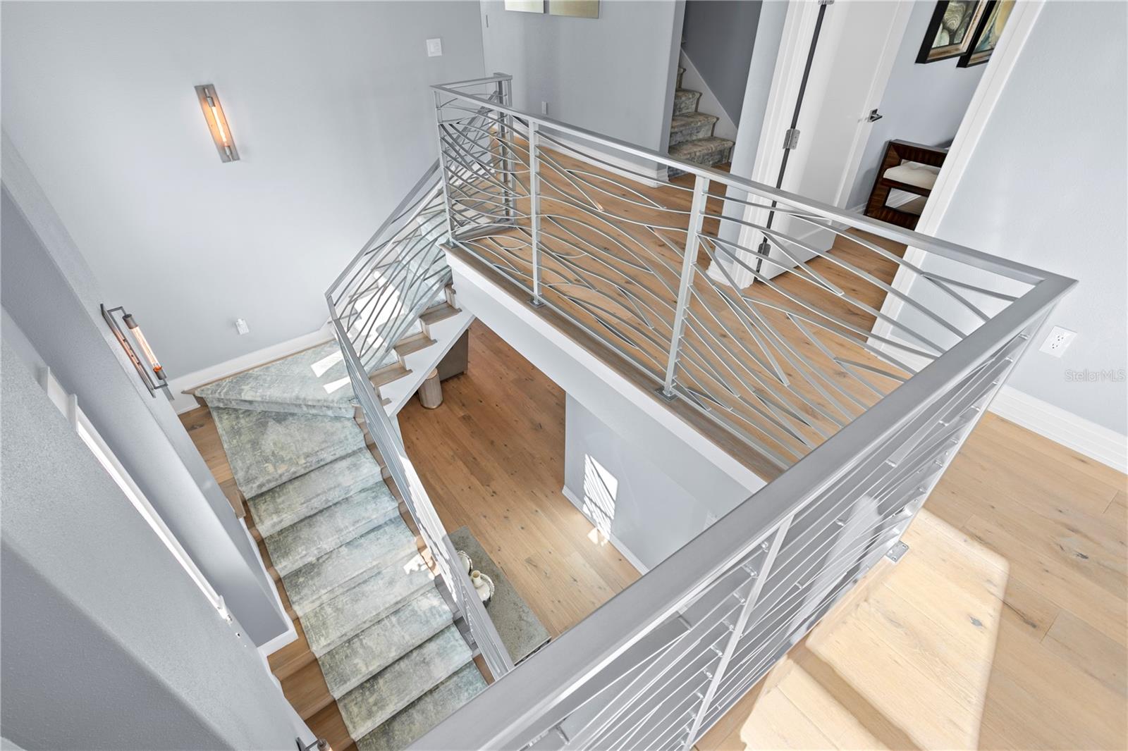 Detail shot of gorgeous stairwell to bedroom spaces