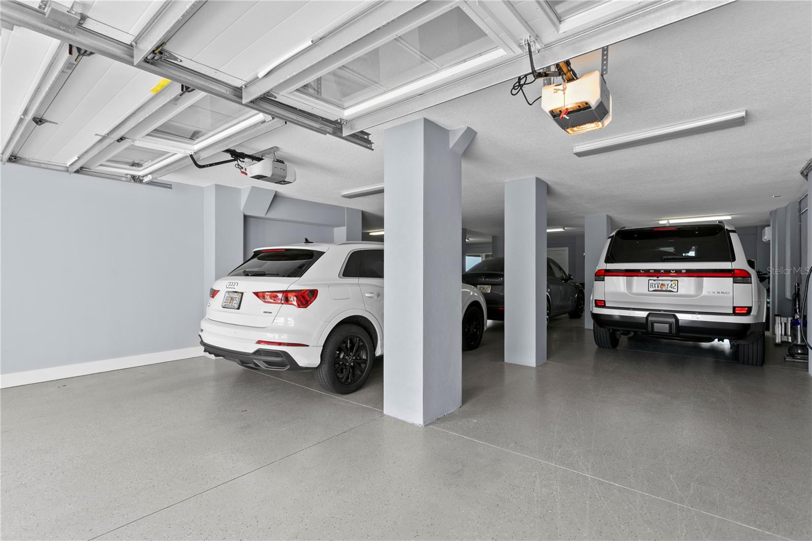 Climate Controlled Garage is oversized accomodating 4 vehicles plus additional space