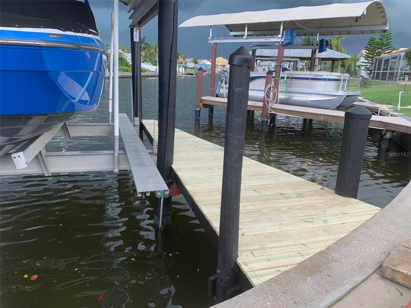 New pressure treated wood on dock