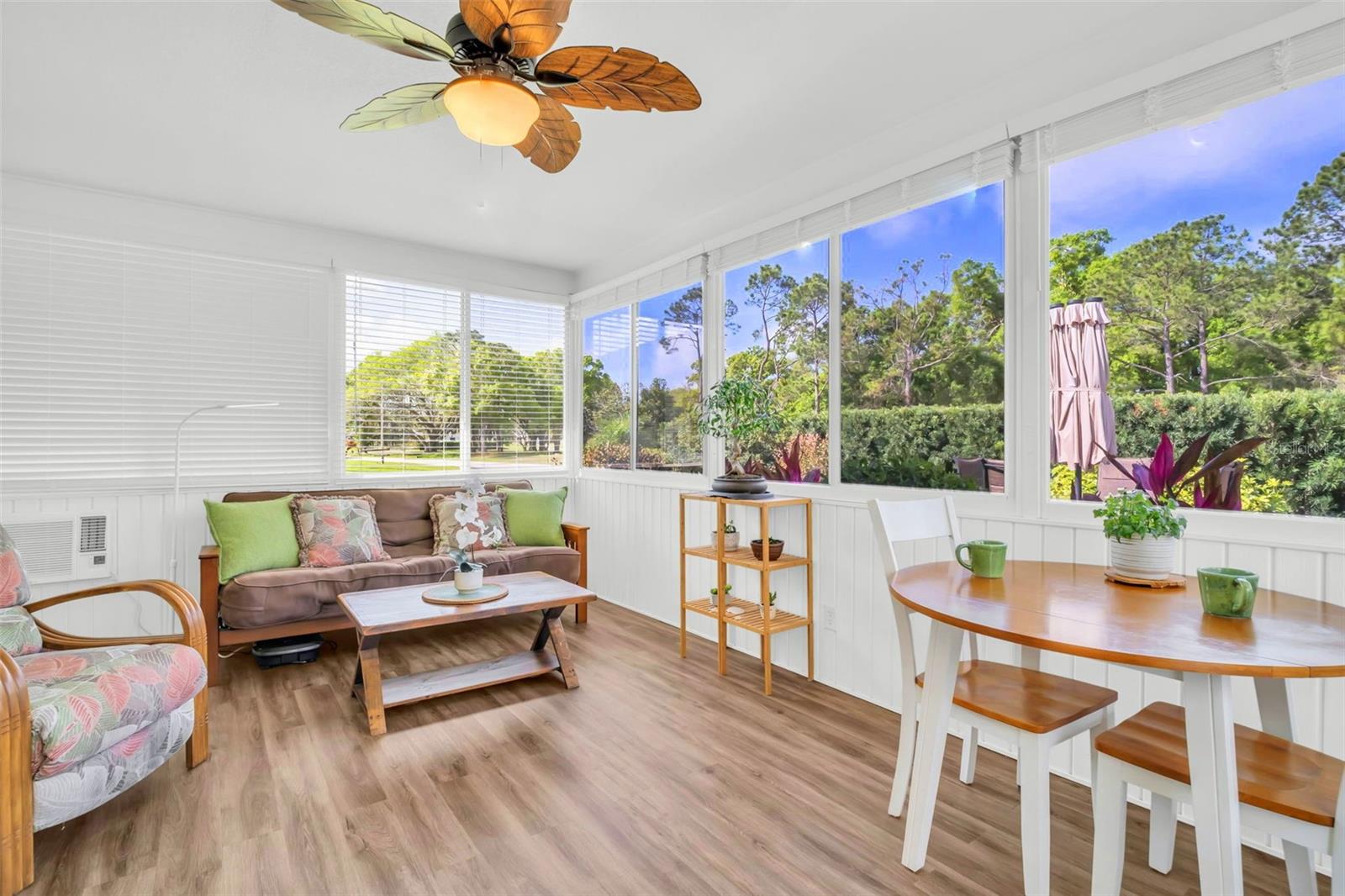 The Florida room is heated and cooled by an efficient mini split heat pump~