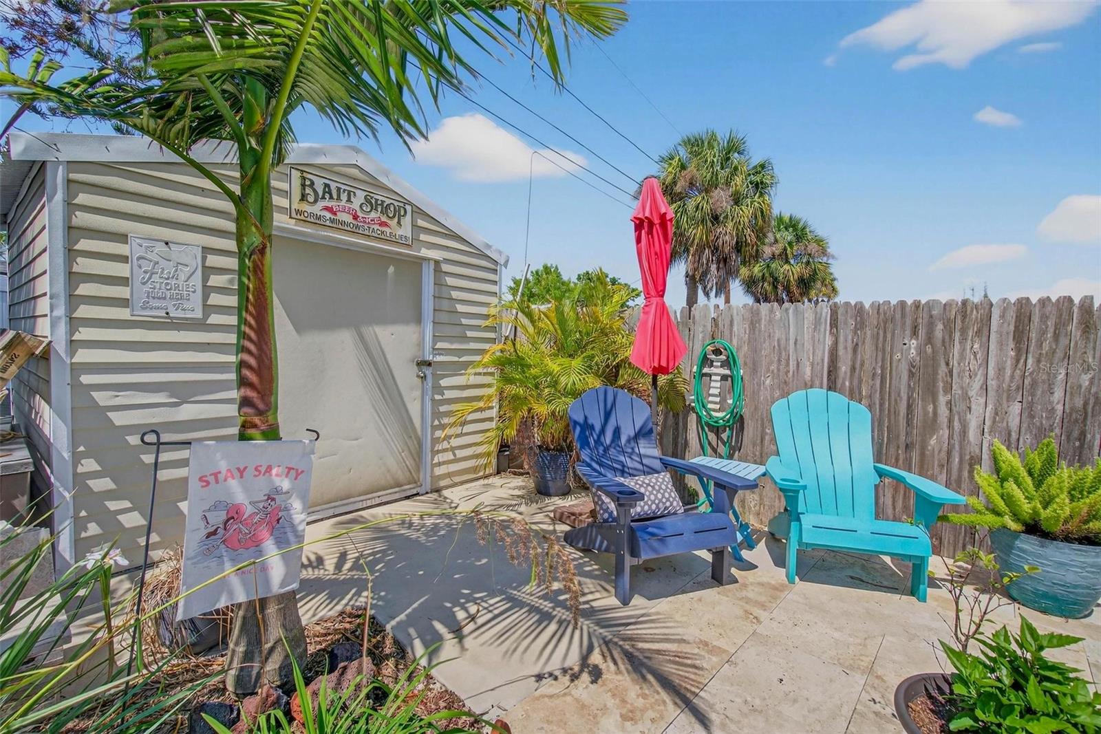 Storage Shed and sitting area