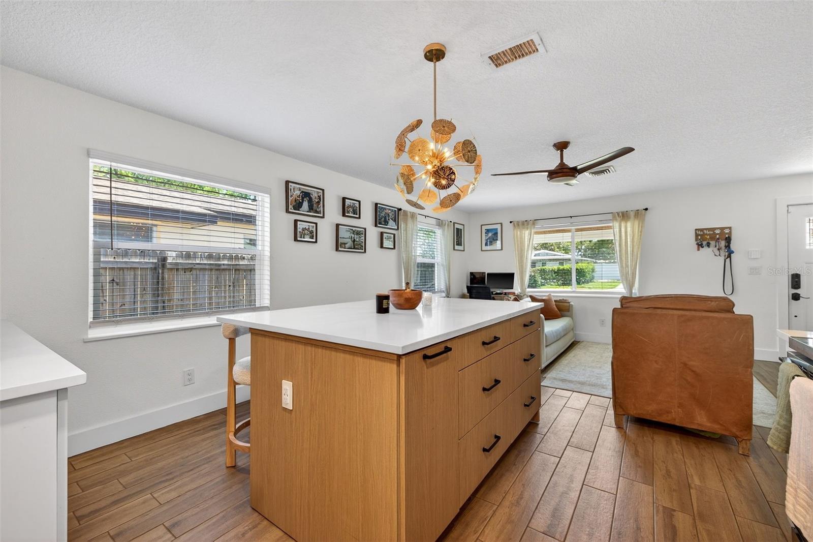 Large island with overhang for kitchen seating