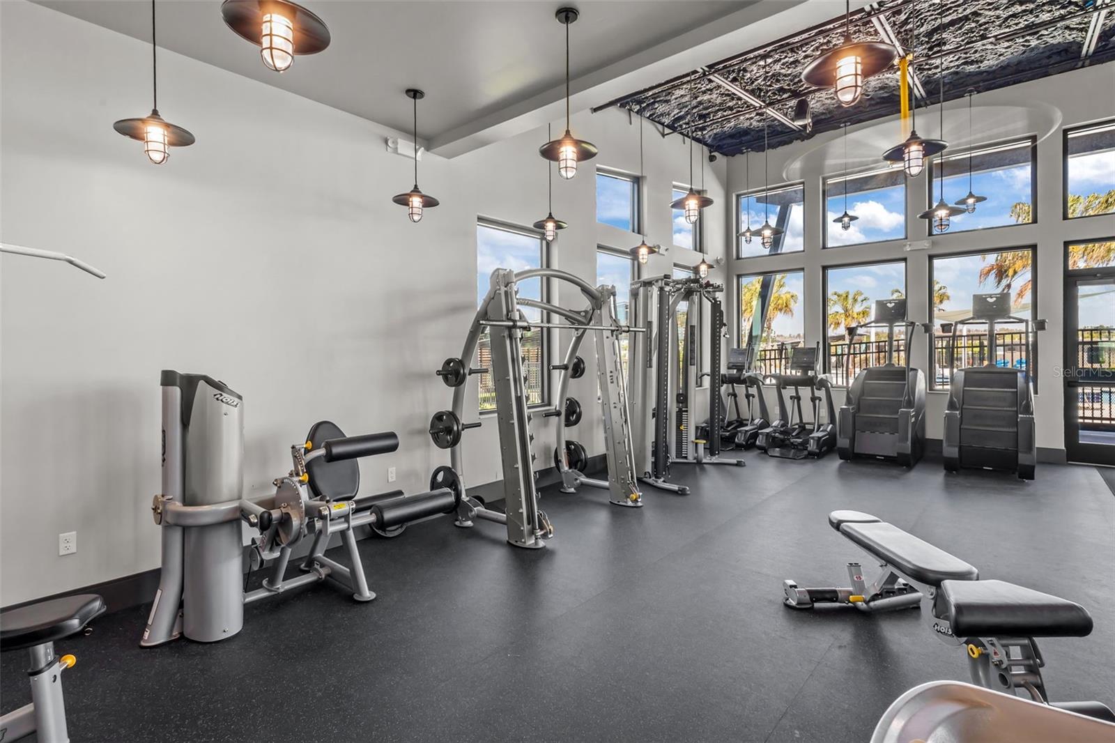 Community gym inside of clubhouse