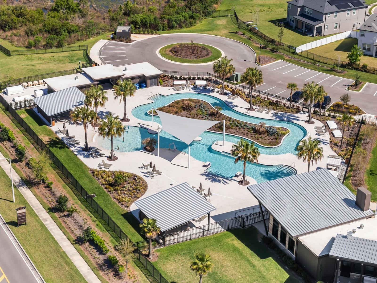 Aerial view of pool area