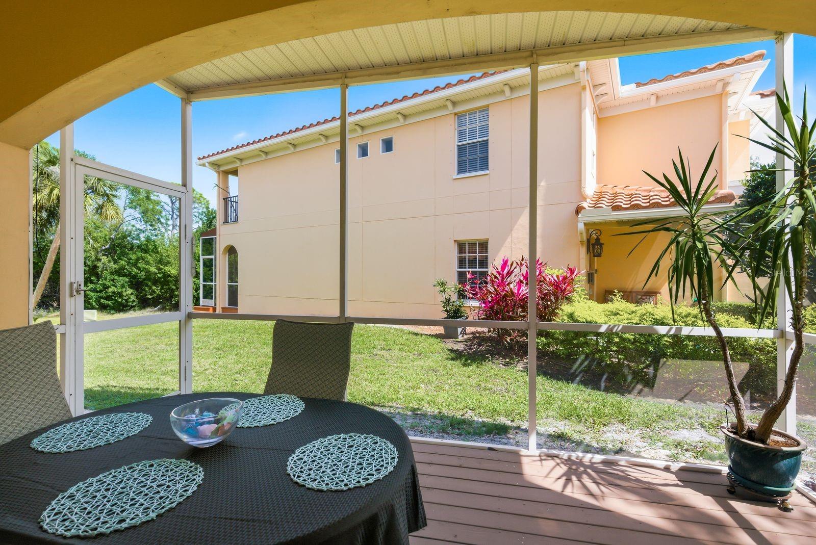 screened patio with updated floor