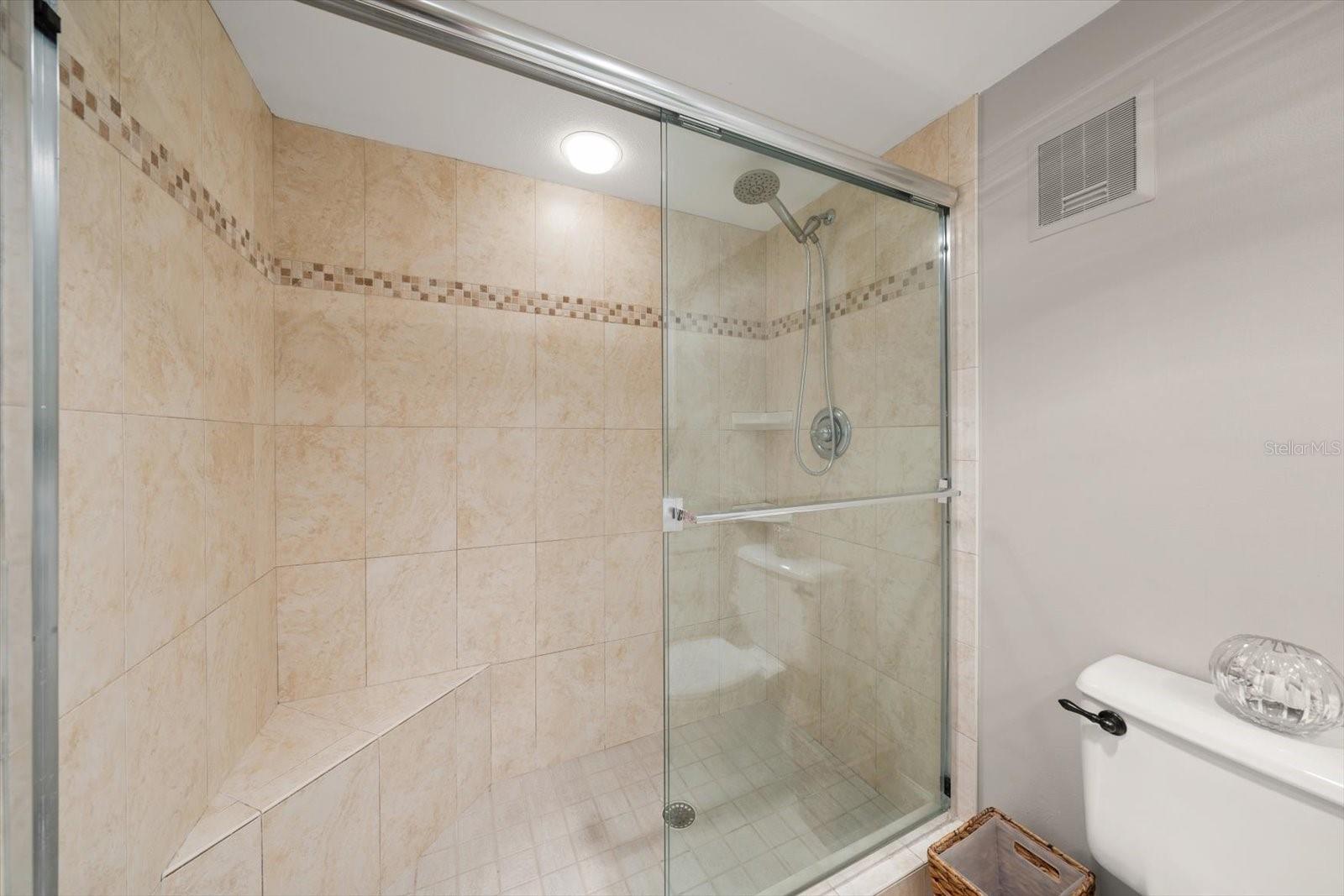 Large walk in shower in the master bathroom