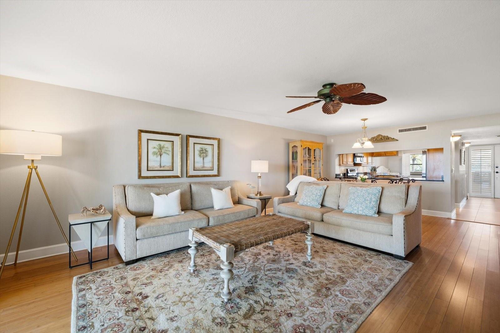 Living area looking towards the dining and Kitchen areas