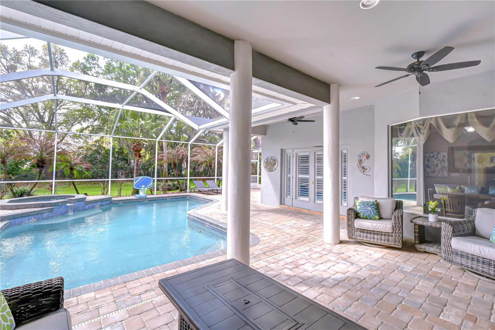 Expansive covered lanai designed for entertaining.