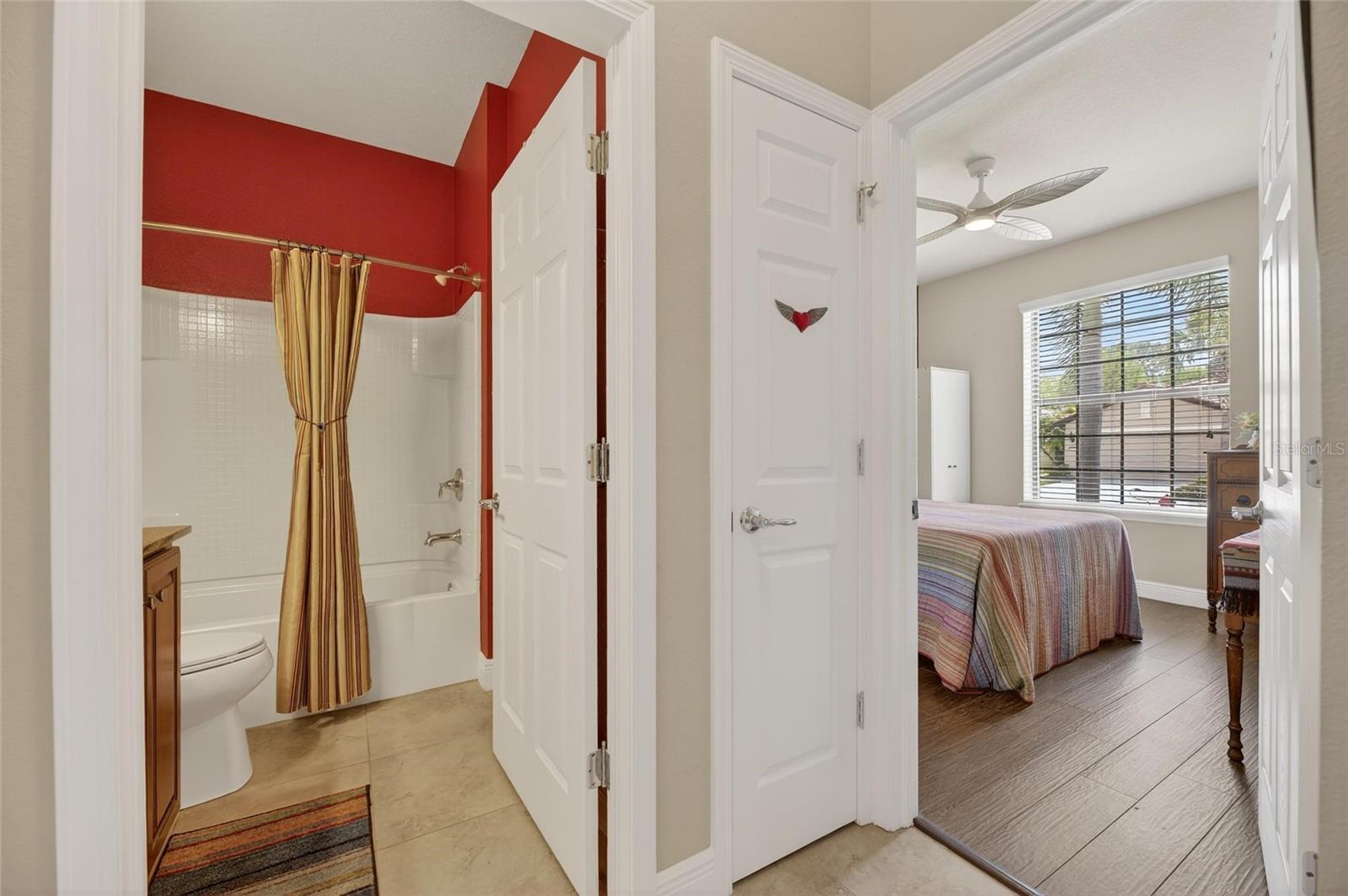 Front entrance with guest suite to the right.