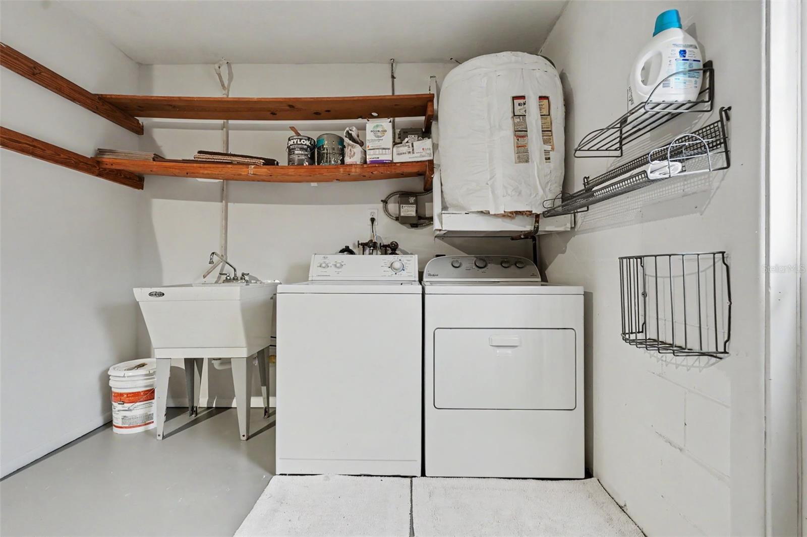 Laundry area in the garage
